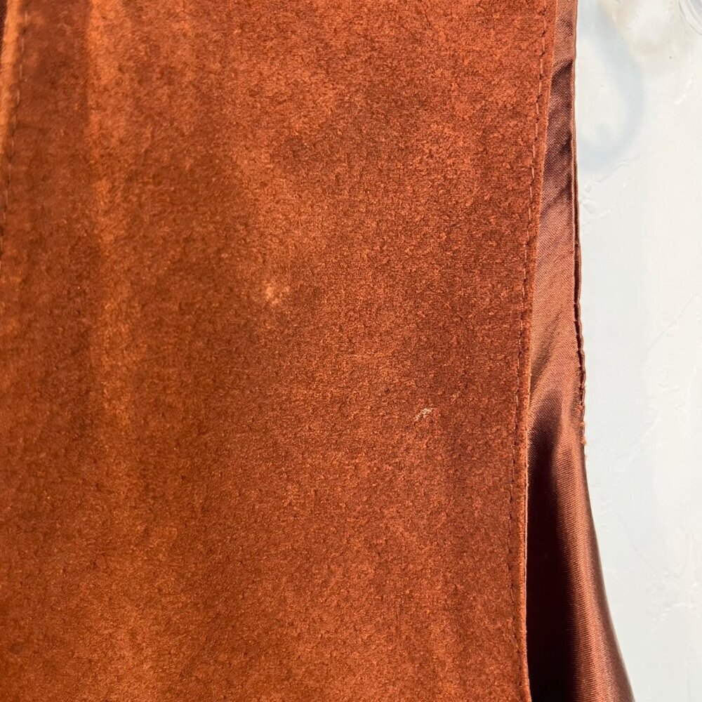 Monsoon Brown genuine Suede Button front vest Size 12 women unisex V-neck - Picture 5 of 9